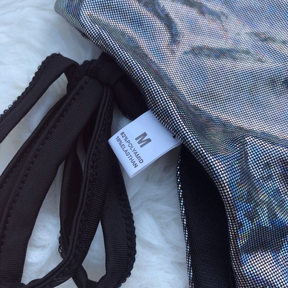 NWOT Silver Holographic Tie Side Rave Bottoms - Picture 6 of 6